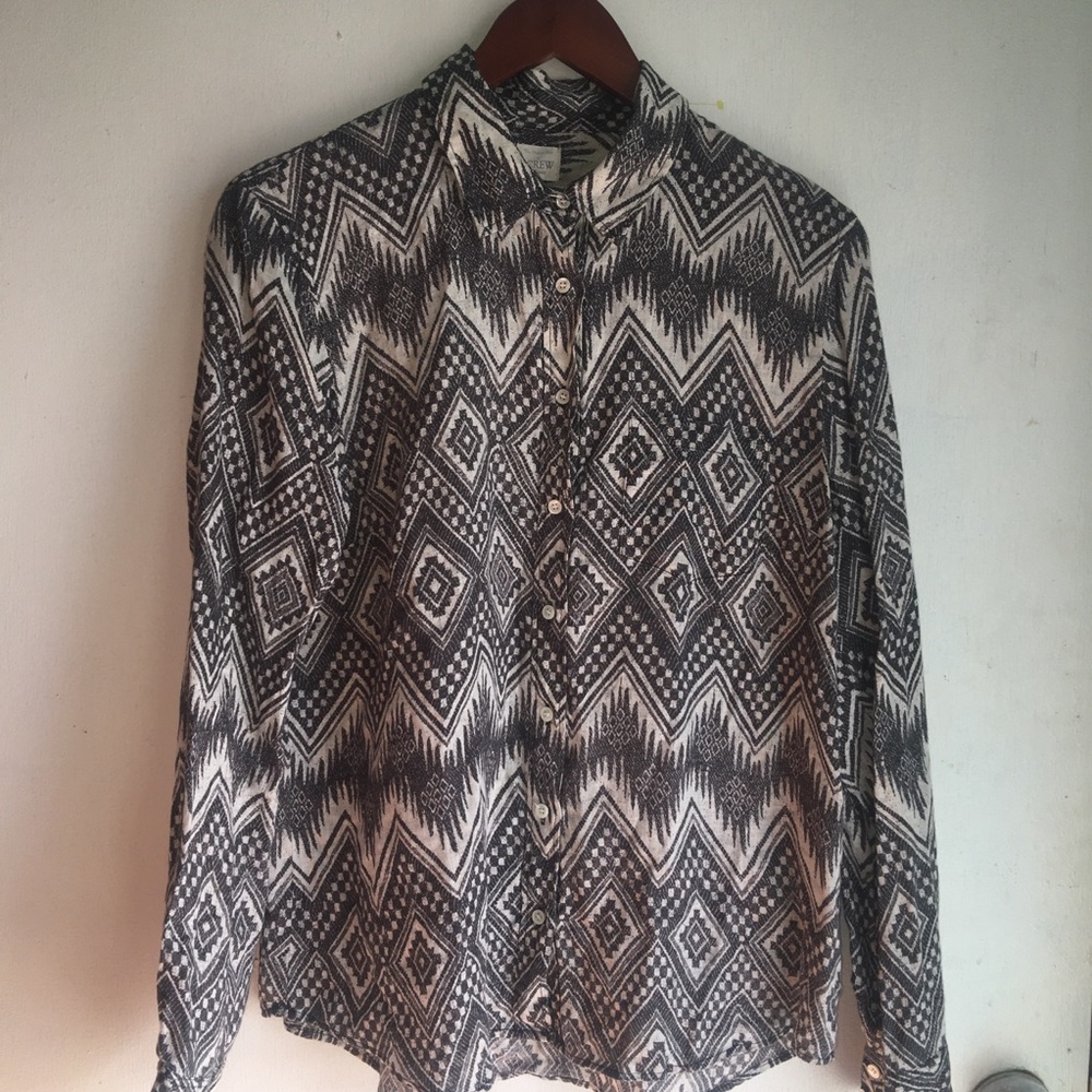 J Crew Large Geometric Aztec Print Button Down - image 1